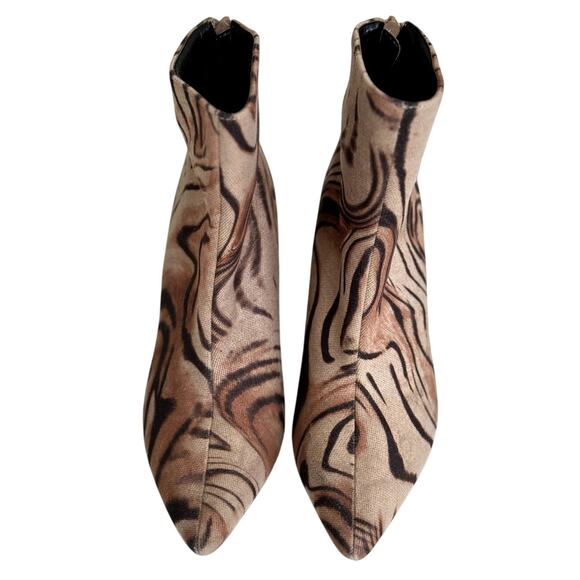 ZAMORA Zebra Print Heeled Booties – Size 7.5 – Pointed Toe Ankle Boots - Picture 1 of 8